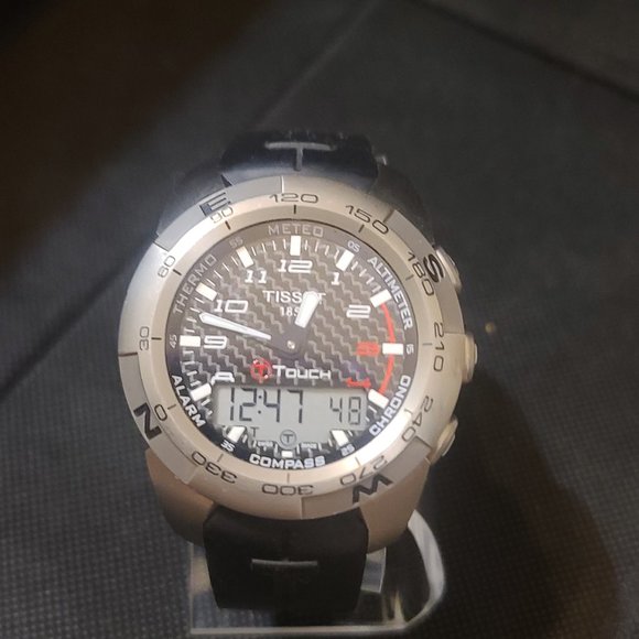 Tissot T-Touch Expert Titanium with rubber bandand carbon fiber face
